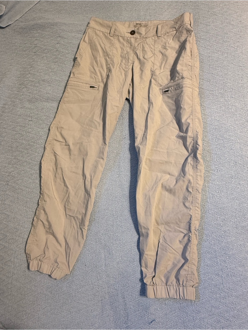 QOR Lightweight Elastic-Cuff Cargo Pants - Cream